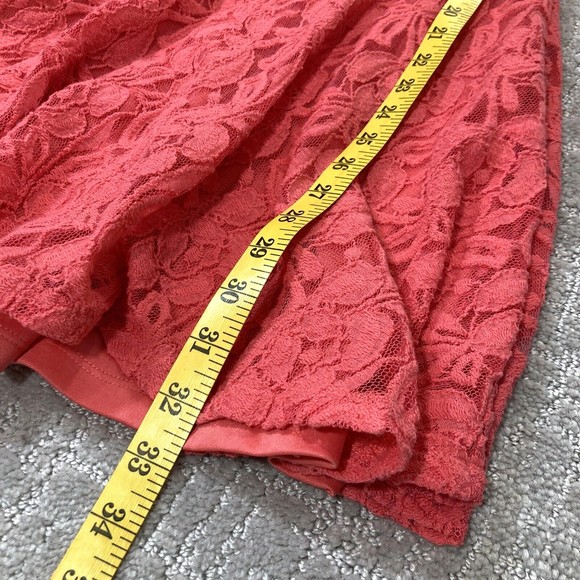 Lace Sheer Floral Mesh Dress Coral Pink Sz S A Line Skater Back Zipper I… - Picture 3 of 7
